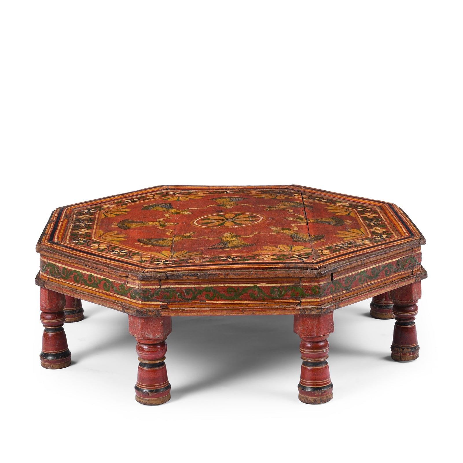 Painted Bajot Low Table From Nagaur - 19th Century