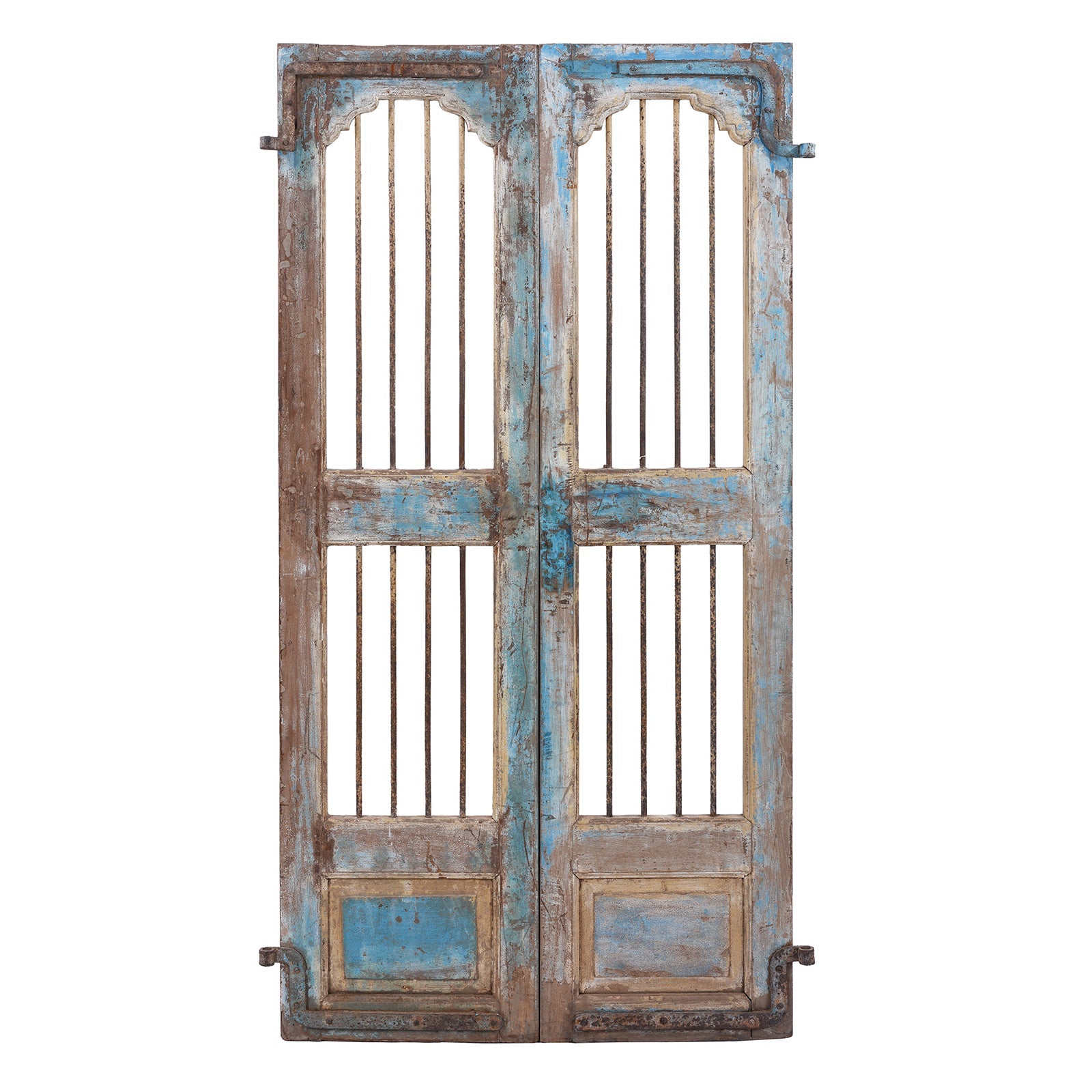 Painted Teak Jali Door From Gujarat - 1920