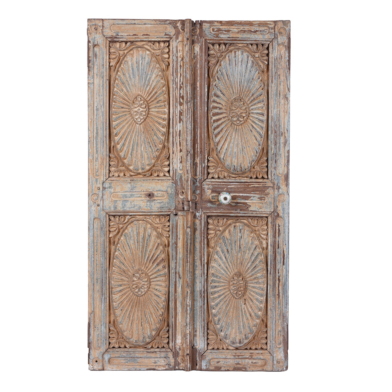 Painted Teak Cabinet Front Panel - 19th Century