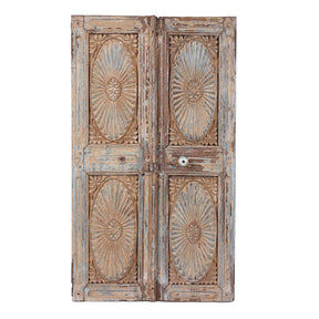 Painted Teak Cabinet Front Panel - 19th Century