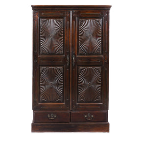 Indian Almirah Cabinet With Sunburst Panels – 19th Century