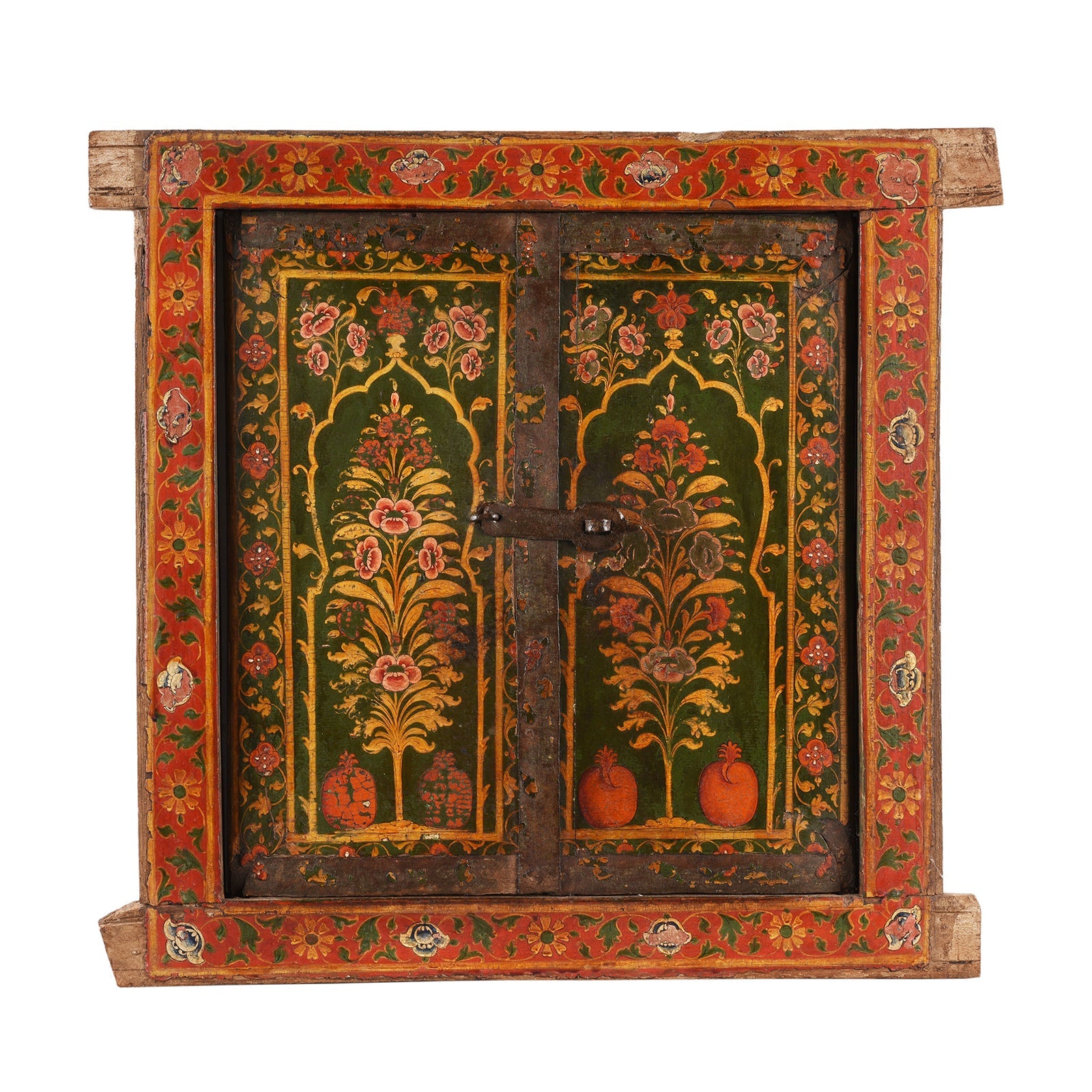 Tree Of Life Painted Window Shutter From Bikaner - 18th Century