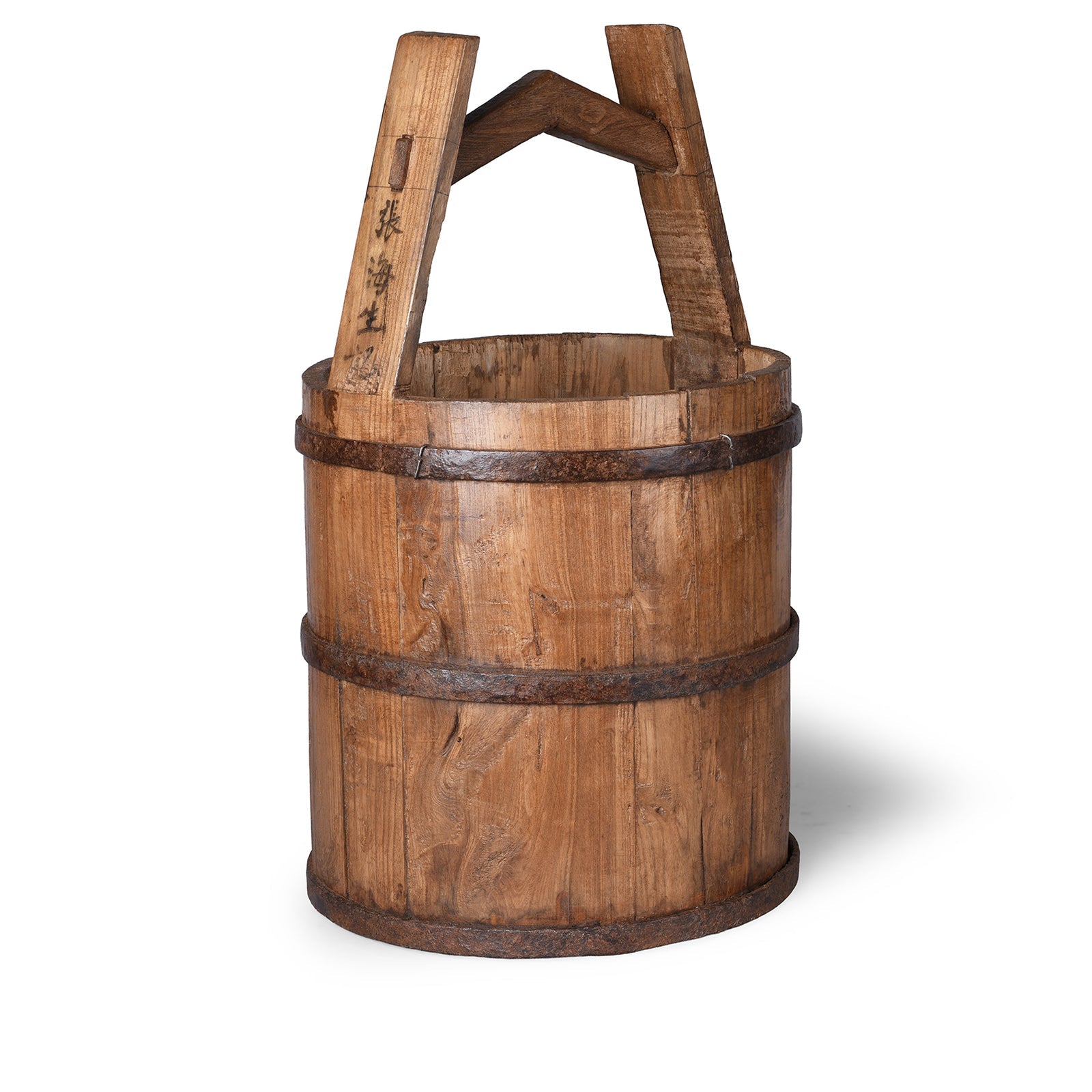 Old Iron Bound Chinese Bucket From Shanxi - Ca 1920