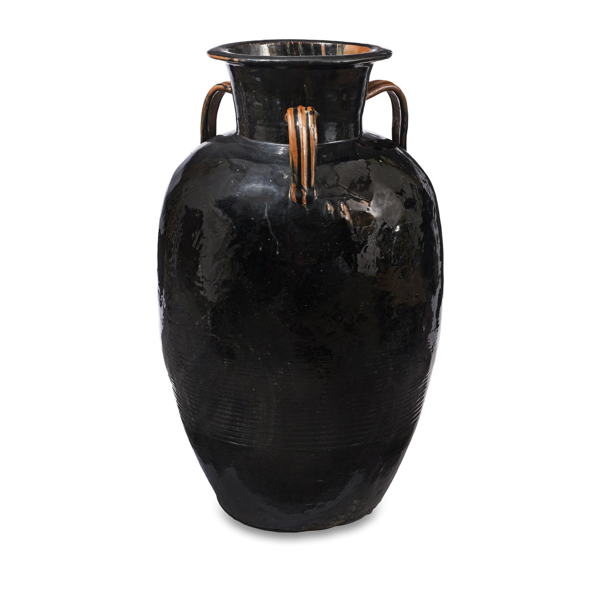 Black Glazed Stoneware Wine Jar From Hebei Province - 19th Century