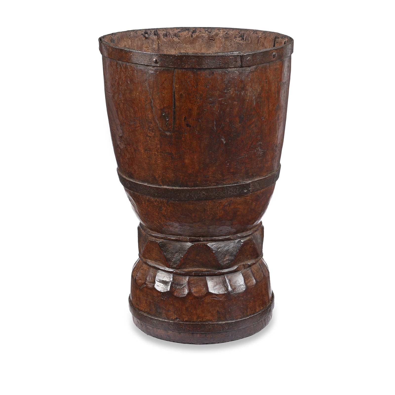 Old Teak Mortar From Rajasthan - 19th Century