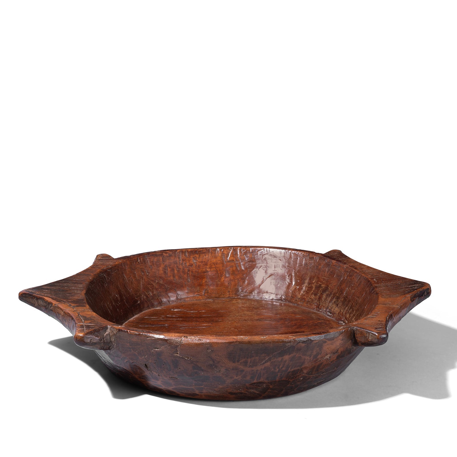 Teak Turtle Parath Bowl From Rajasthan - 19th Century