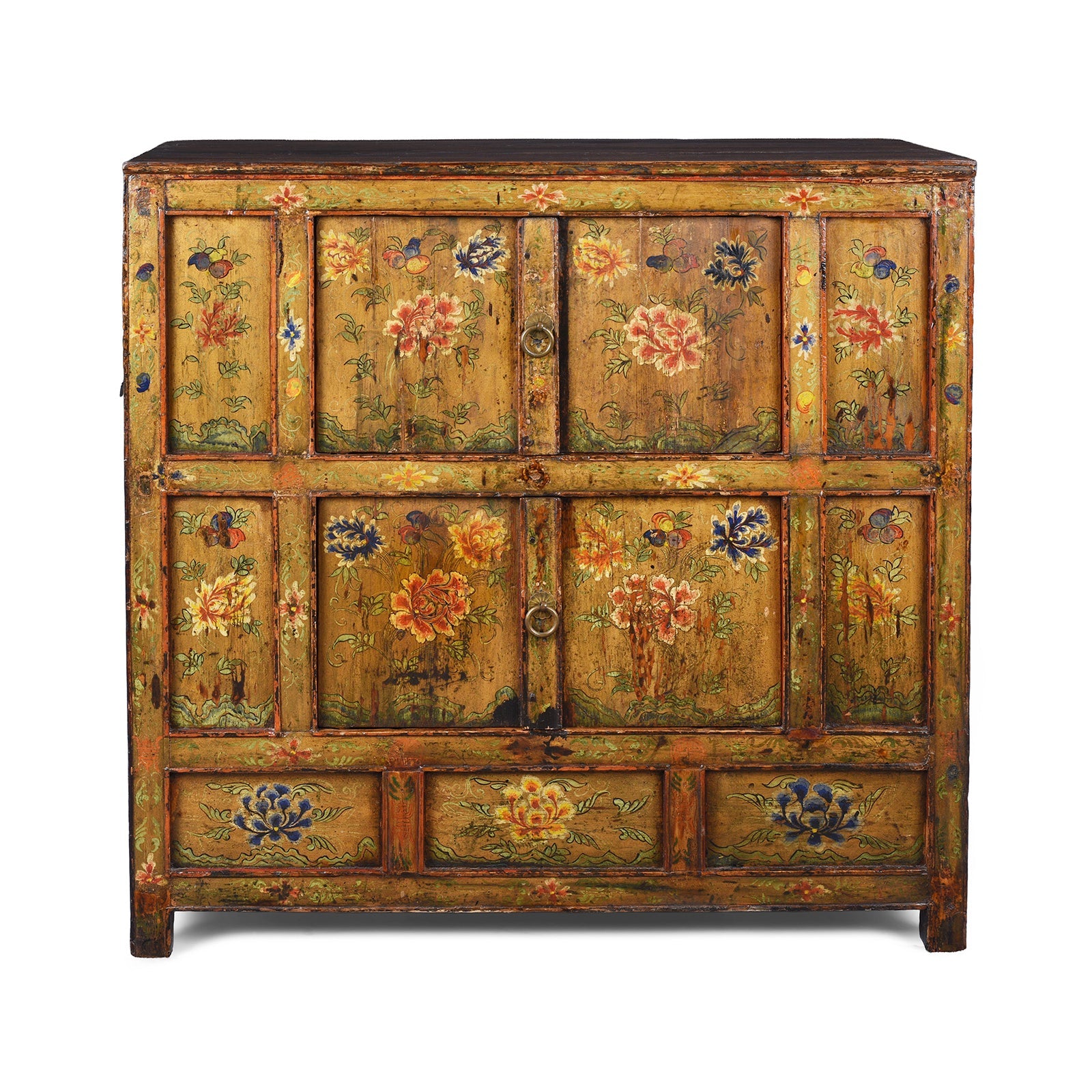 Tibetan Altar Cabinet with Original Painting - 19th Century