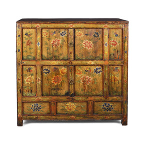 Tibetan Altar Cabinet with Original Painting - 19th Century