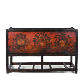 Painted Tibetan Chest On Stand - 19th Century