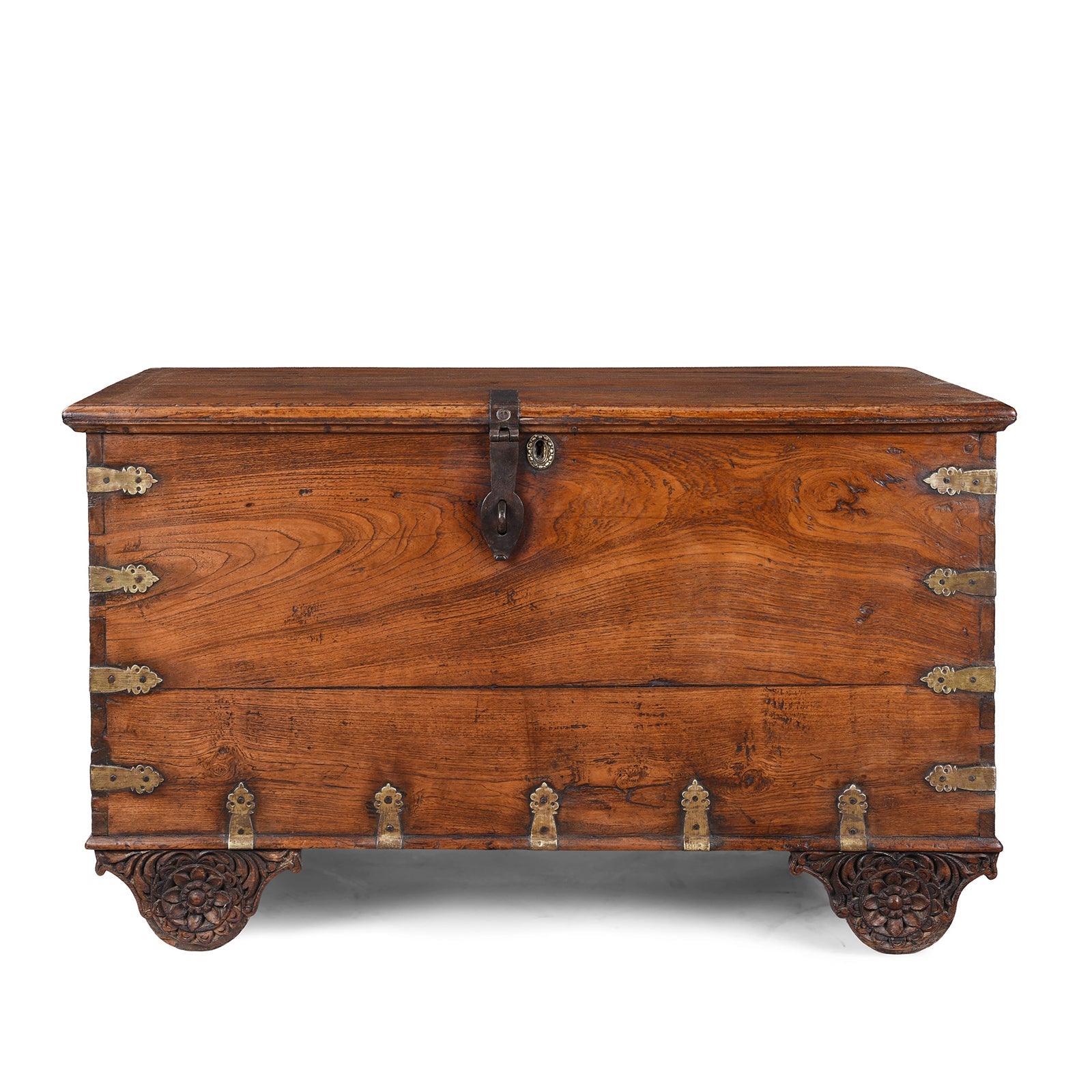 Brass Bound Teak Chest from Saurashtra - 19th Century