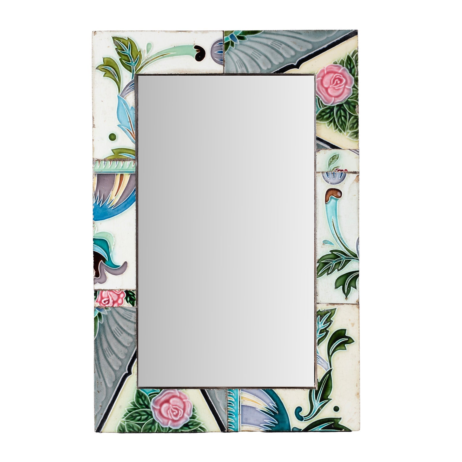 Art Deco Mirror Made From Old Peranakan Ceramic Tiles