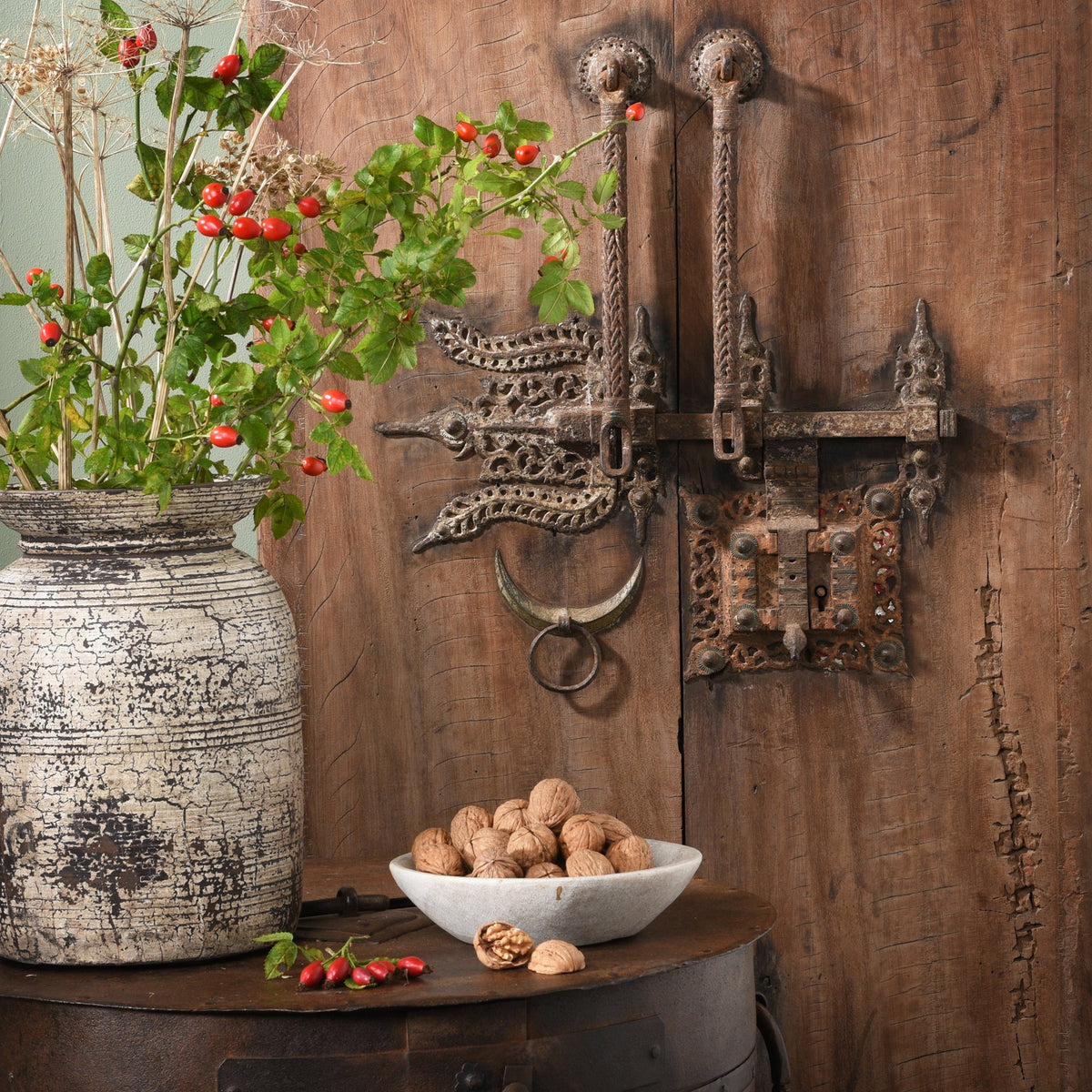 Vintage Painted Pot From Kullu - 1950's