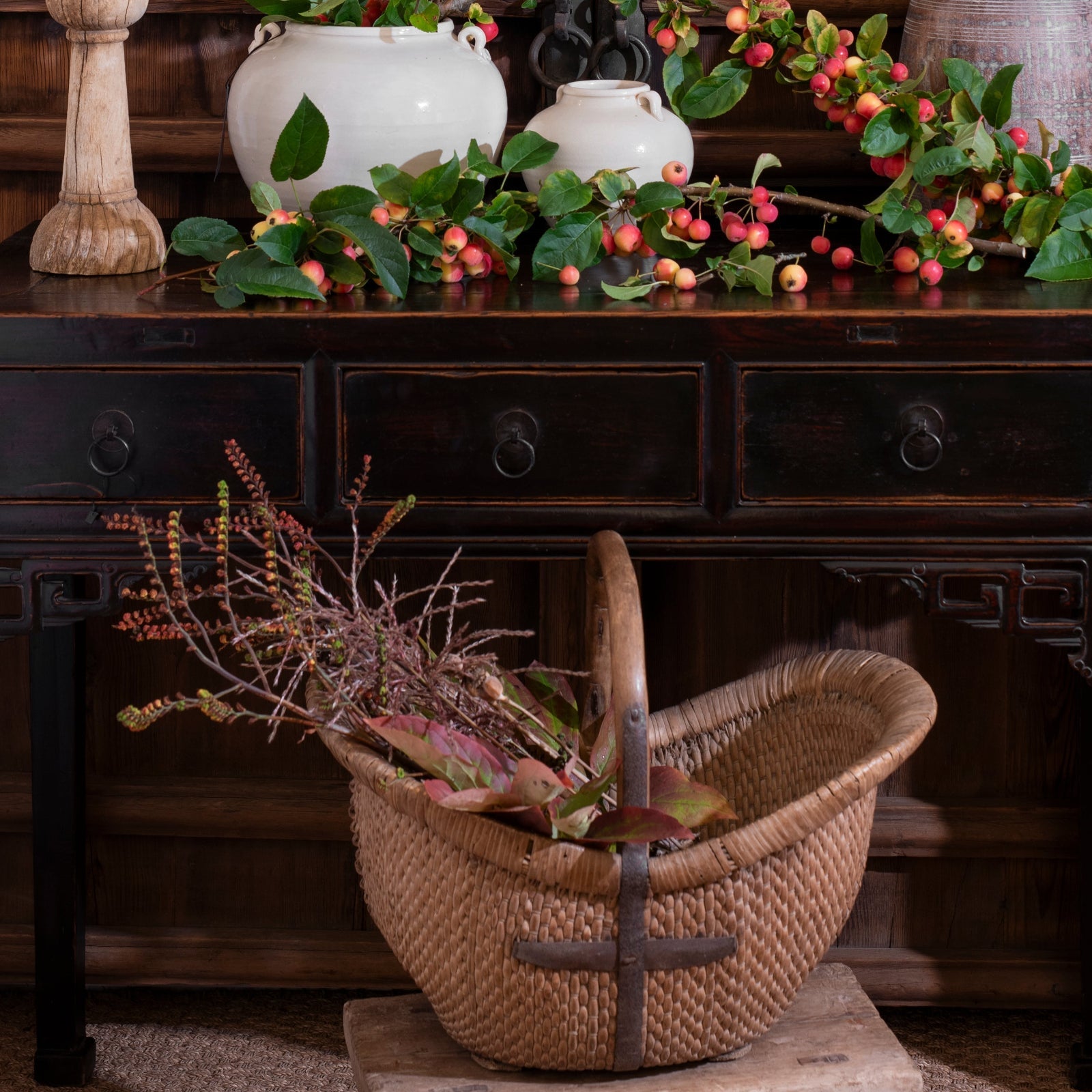 Vintage Woven Willow Farmers Basket - Ca 1950's