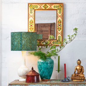 Yellow Hand Painted Indian Mirror