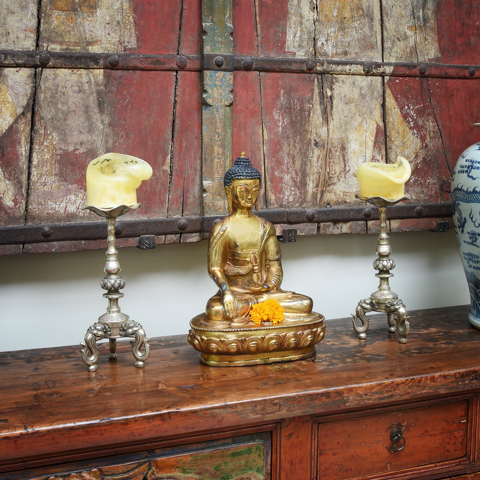 Gilded Bronze Buddha Statue - Bhumisparsha Mudra