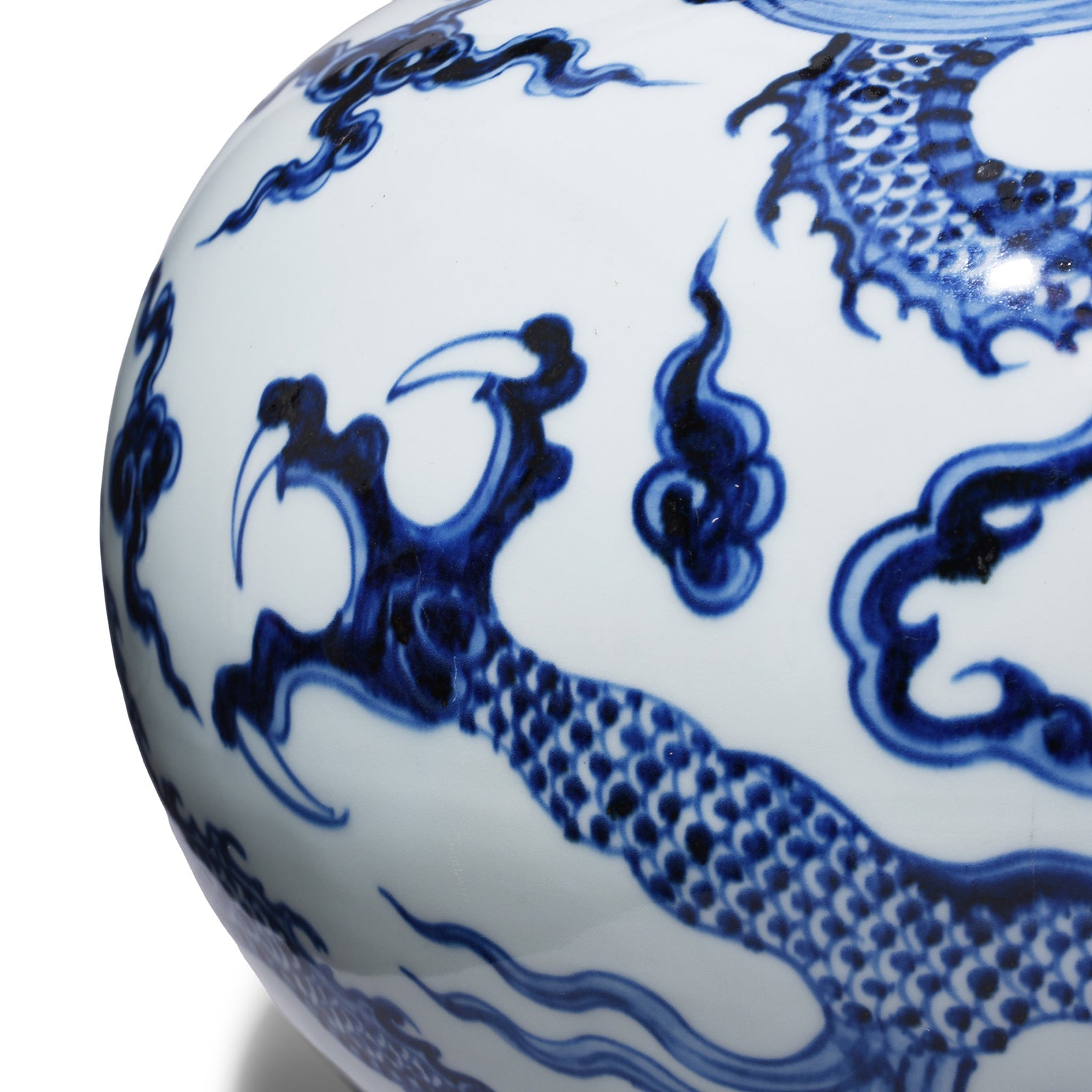 Blue & White Porcelain Tianqiuping Dragon Vase