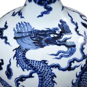 Blue & White Porcelain Tianqiuping Dragon Vase