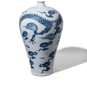 Blue & White Porcelain Meiping Vase - Dragon Design