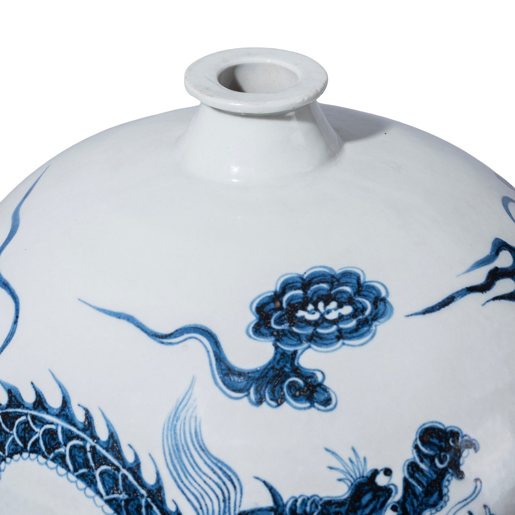 Blue & White Porcelain Meiping Vase - Dragon Design