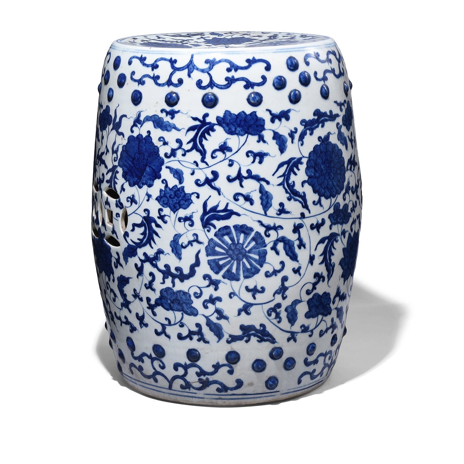 Blue & White Lotus Barrel Stool – Jingdezhen Porcelain