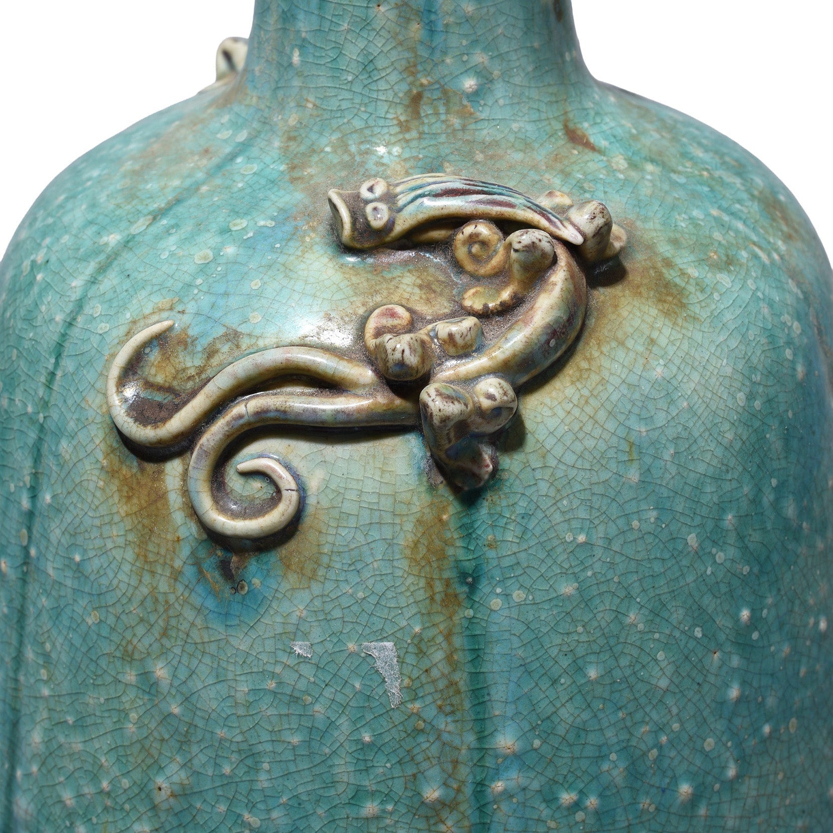 Green Yaobian Glaze Lizard Vase