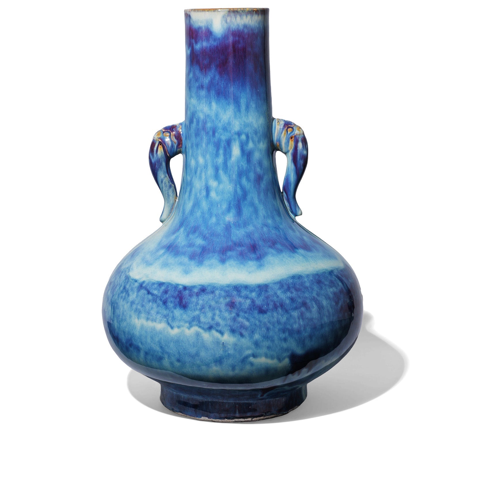 Large Blue Yaobian Elephant Ear Vase
