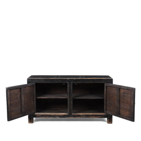 Black Lacquer Sideboard From Shanxi - 19th Century