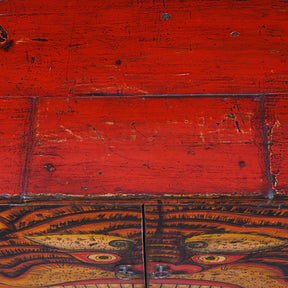 Painted Tiger Cabinet From Qinghai - 19th Century