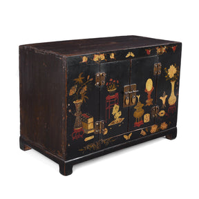 Black Lacquer Kang Cabinet From Shanxi - 19th Century