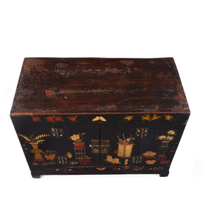 Black Lacquer Kang Cabinet From Shanxi - 19th Century