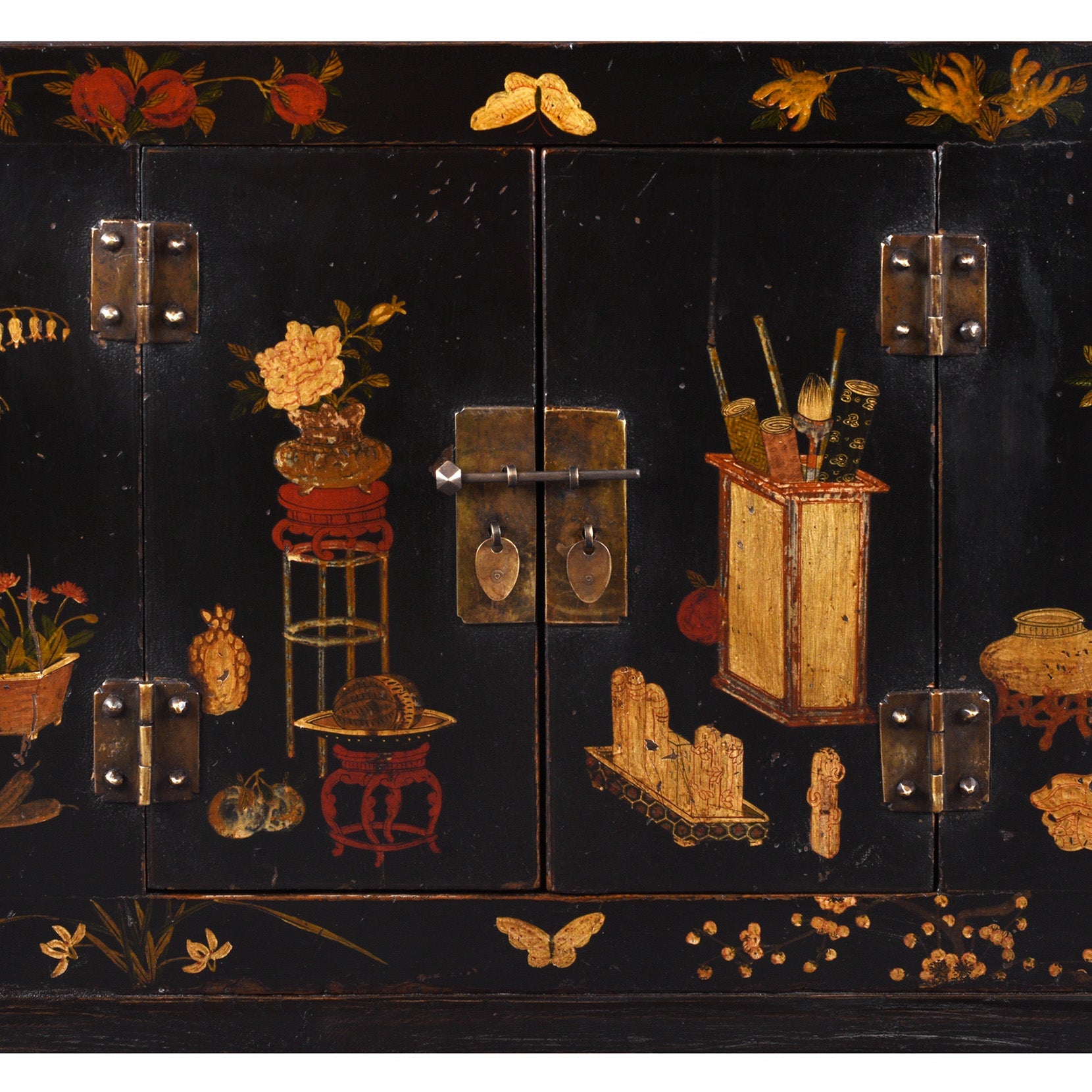 Black Lacquer Kang Cabinet From Shanxi - 19th Century