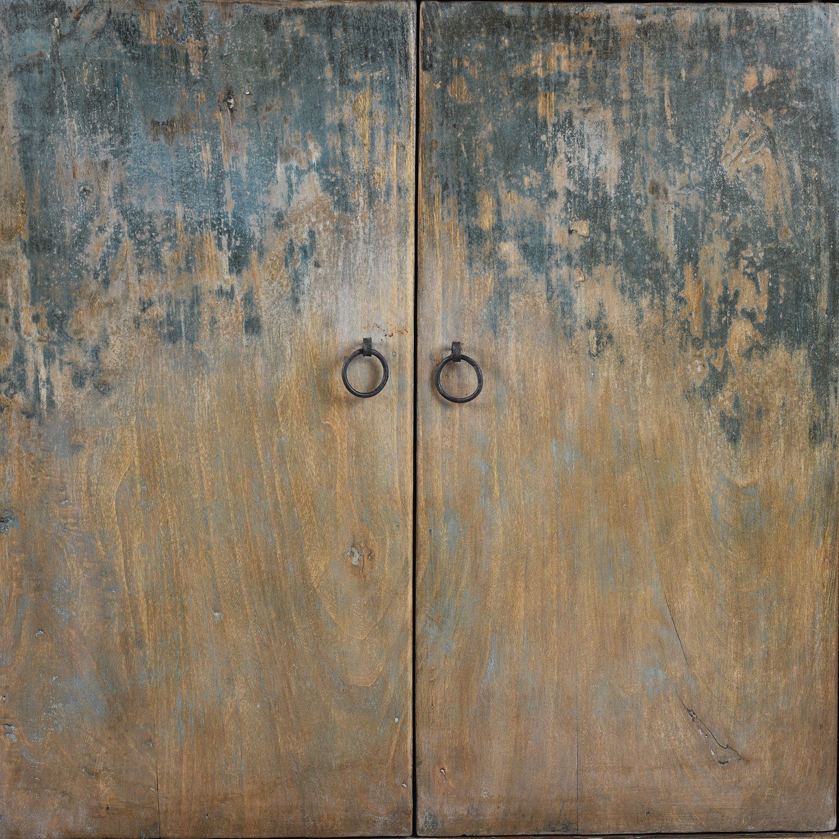 Painted Elm & Poplar Sideboard From Gansu - 19th Century