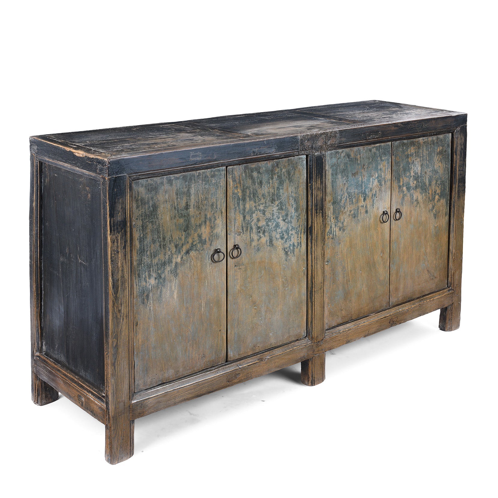 Painted Elm & Poplar Sideboard From Gansu - 19th Century