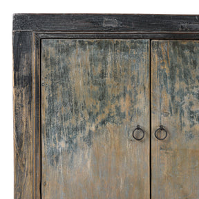 Painted Elm & Poplar Sideboard From Gansu - 19th Century