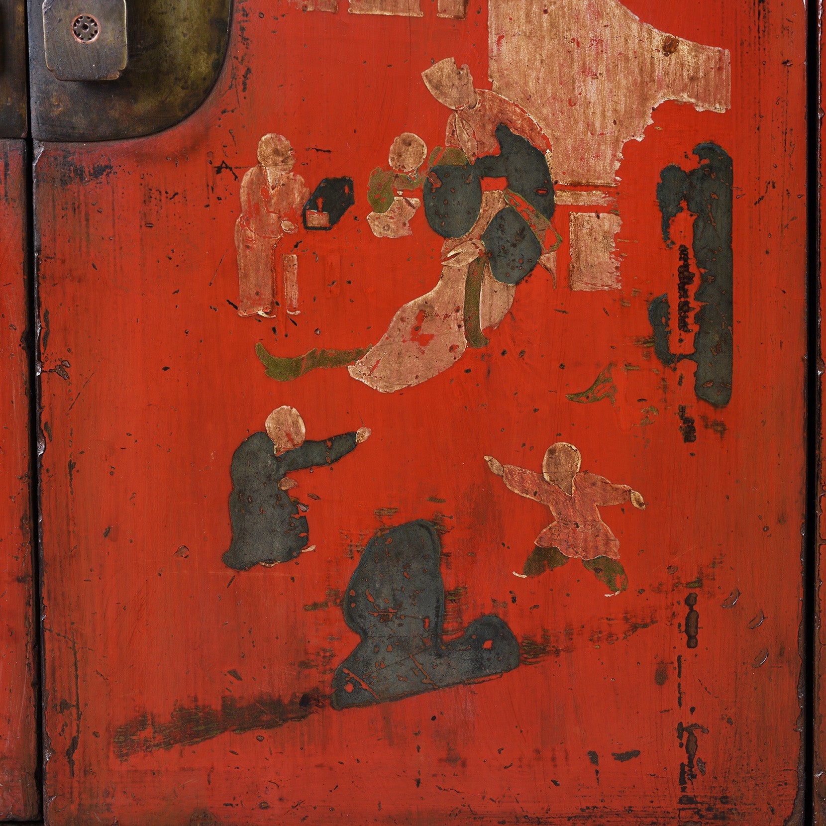 Red Lacquer Sideboard From Shanxi - 19th Century
