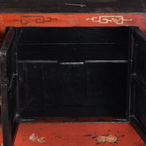 Red Lacquer Sideboard From Shanxi - 19th Century
