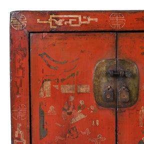 Red Lacquer Sideboard From Shanxi - 19th Century