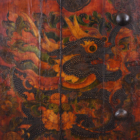Vintage Tibetan Door With Dragon Painting - Ca 1940