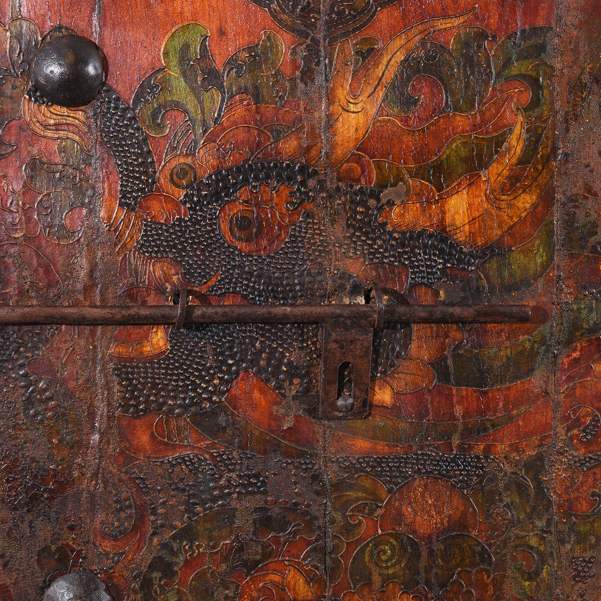 Vintage Tibetan Door With Dragon Painting - Ca 1940
