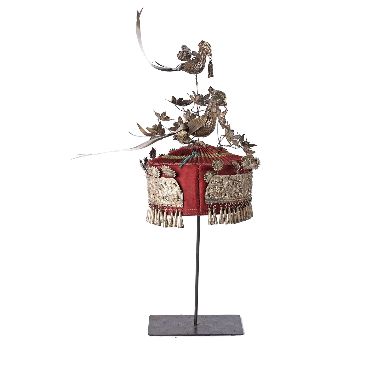 Decorative Miao Tribal Hat From Guizhou On Stand