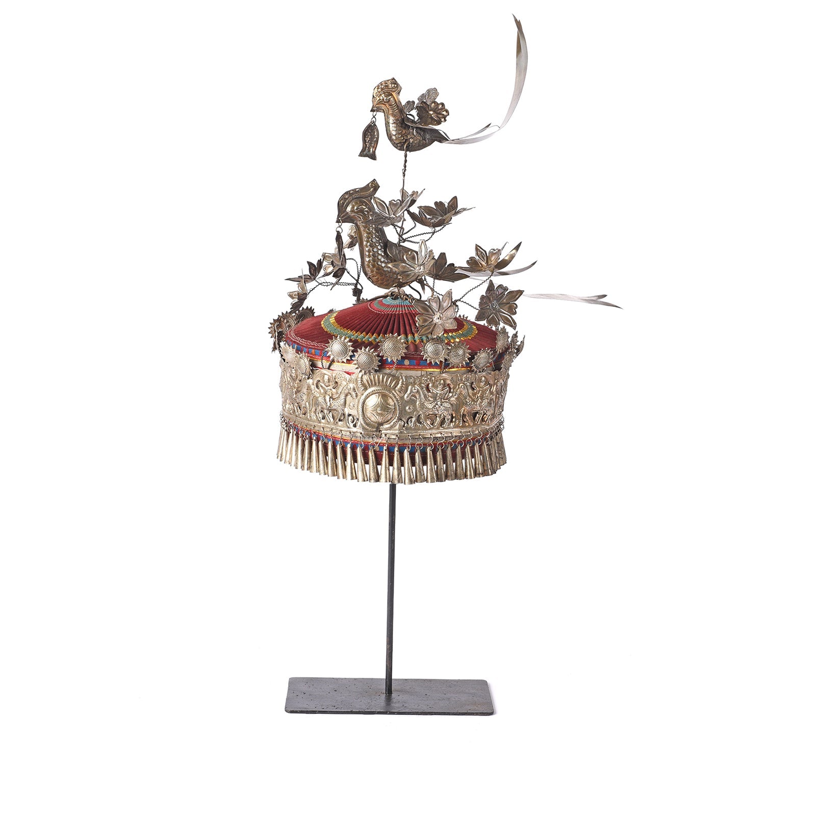 Decorative Miao Tribal Hat From Guizhou On Stand