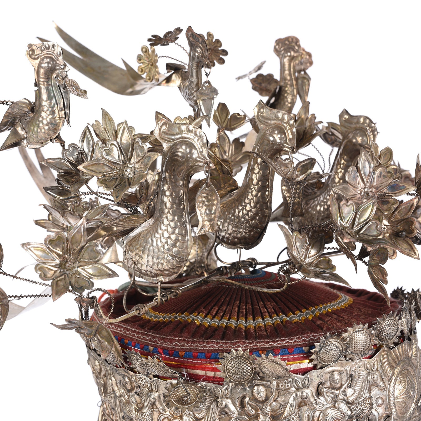 Decorative Miao Tribal Hat From Guizhou On Stand
