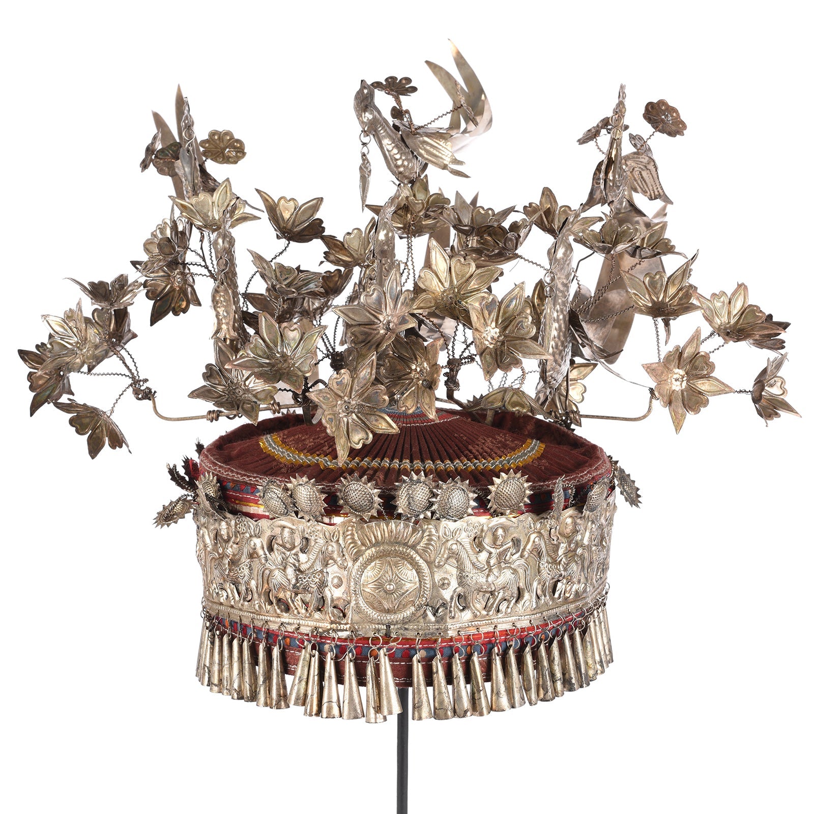 Decorative Miao Tribal Hat From Guizhou On Stand