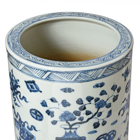 Blue & White Porcelain Umbrella Stand - Lucky Symbols