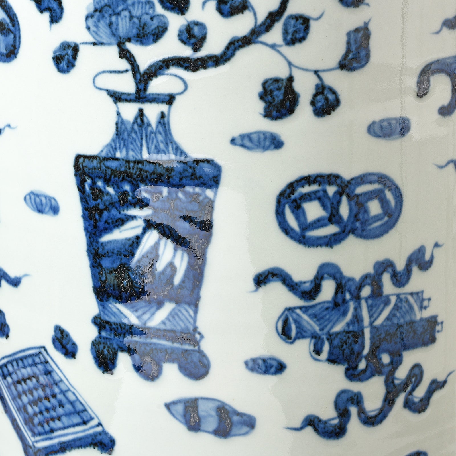 Blue & White Porcelain Umbrella Stand - Lucky Symbols