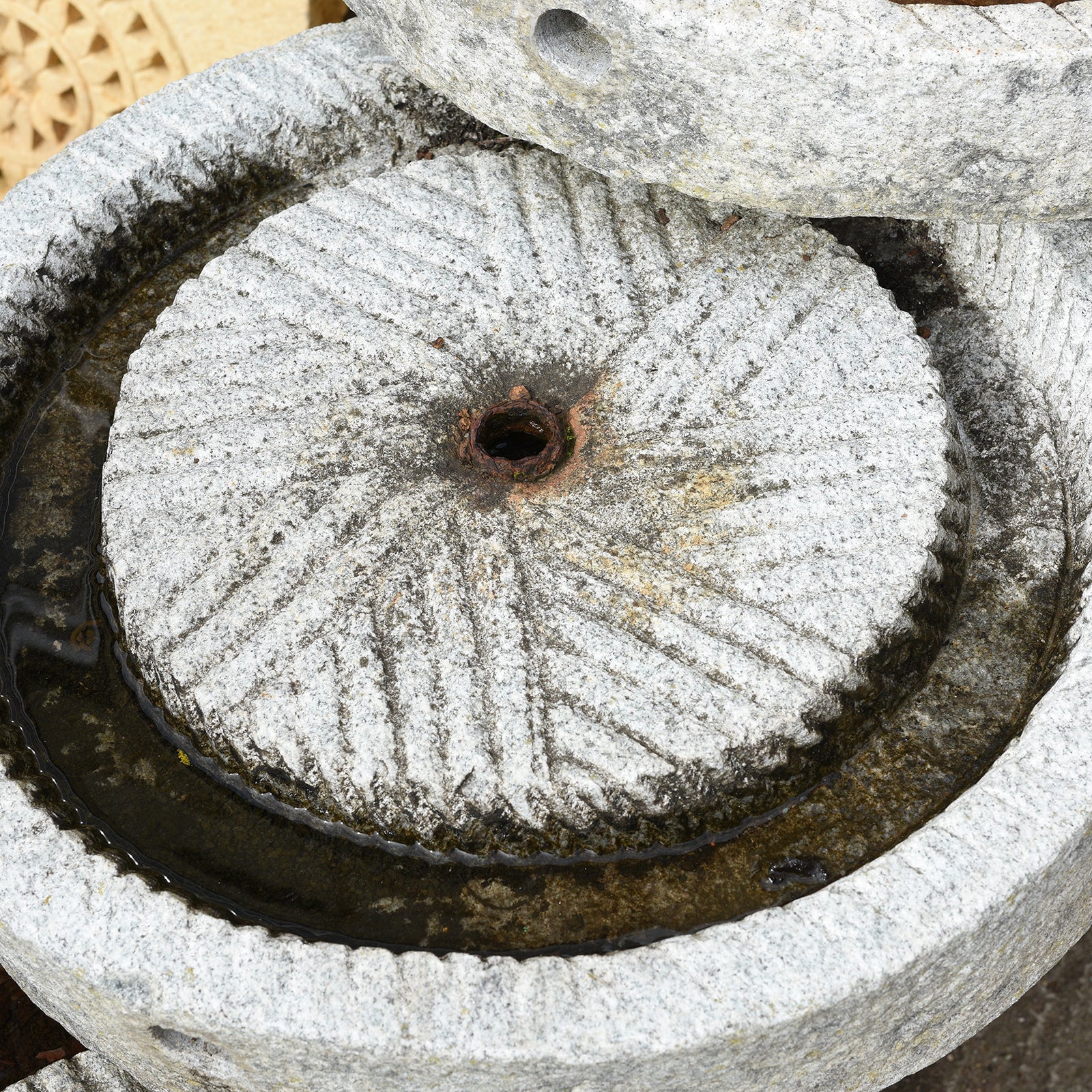Water Feature Made From 19thC Chinese Mill Stones