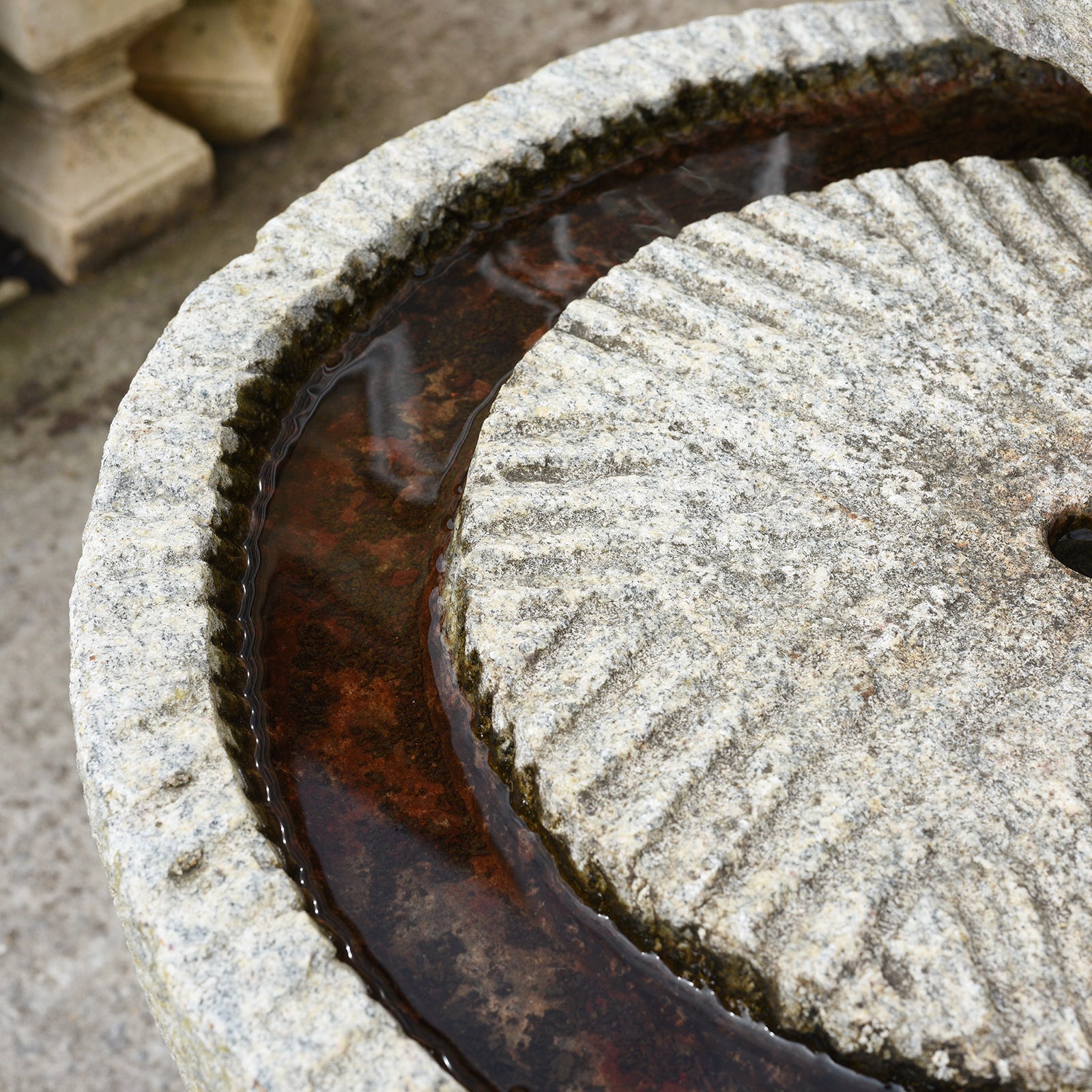 Water Feature Made From 19thC Chinese Mill Stones