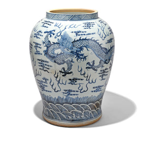 Blue & White Porcelain Vase - Dragon Design