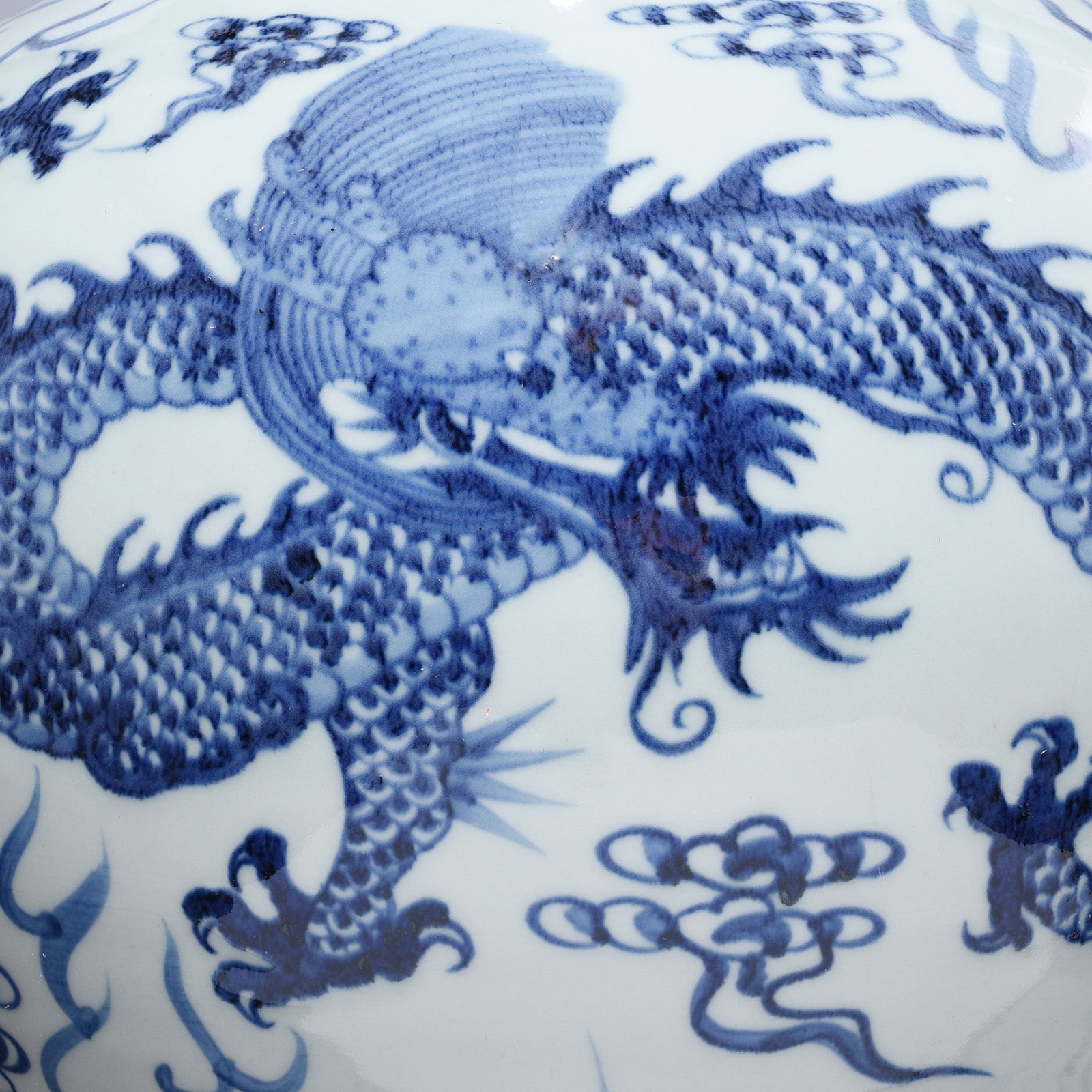 Blue & White Dragon Temple Jar