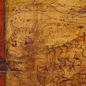 Tibetan Painted Chest of Güsh Khaan With Tiger - Late 18th Century